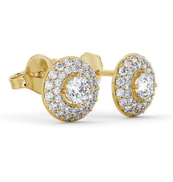 Halo Round Diamond Cluster Style Earrings 9K Yellow Gold ERG96_YG_THUMB1 