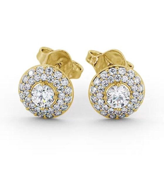 Halo Round Diamond Cluster Style Earrings 18K Yellow Gold ERG96_YG_THUMB2 