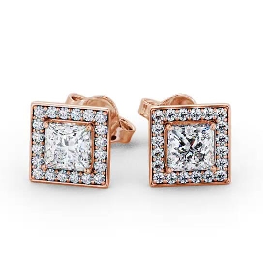 Halo Princess Diamond Square Earrings 18K Rose Gold ERG97_RG_THUMB2 