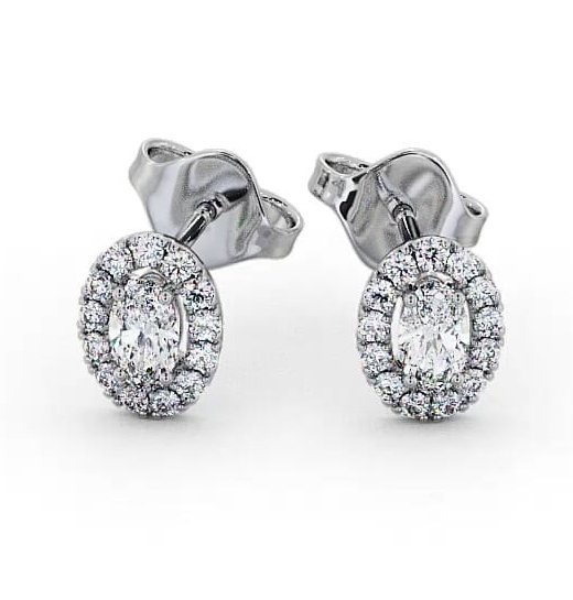 Halo Oval Diamond Classic Earrings 18K White Gold ERG99_WG_THUMB2 