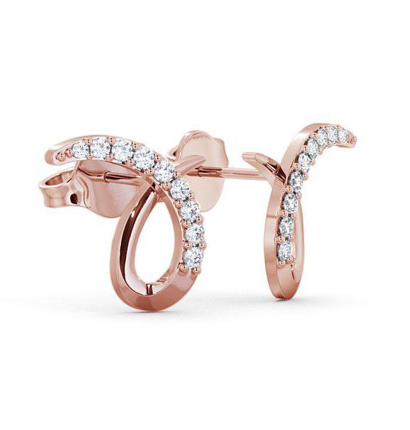 Cluster Round Diamond 0.34ct Ribbon Design Earrings 9K Rose Gold ERG9_RG_THUMB1 