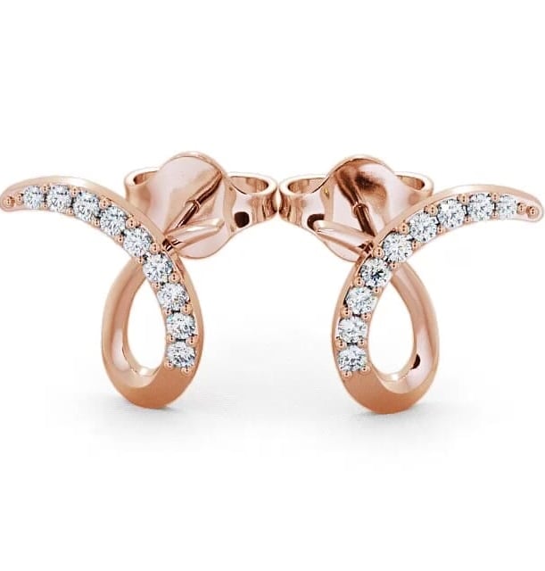 Cluster Round Diamond 0.34ct Ribbon Design Earrings 9K Rose Gold ERG9_RG_THUMB2 