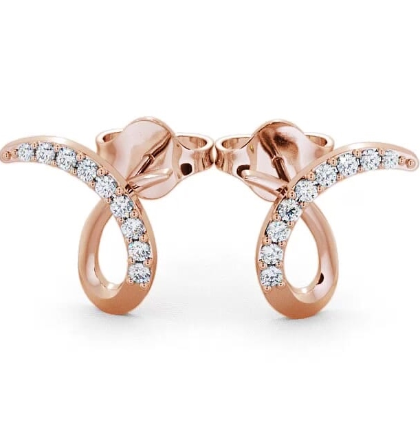 Cluster Round Diamond 0.34ct Ribbon Design Earrings 18K Rose Gold ERG9_RG_THUMB1