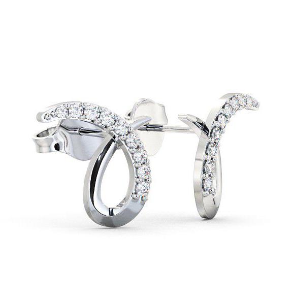 Cluster Round Diamond 0.34ct Ribbon Design Earrings 18K White Gold ERG9_WG_THUMB1 