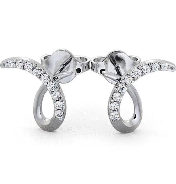 Cluster Round Diamond 0.34ct Ribbon Design Earrings 18K White Gold ERG9_WG_THUMB2 