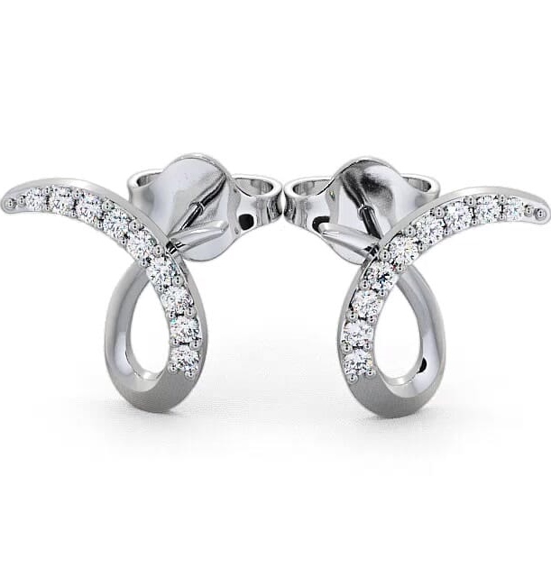 Cluster Round Diamond 0.34ct Ribbon Design Earrings 9K White Gold ERG9_WG_THUMB1