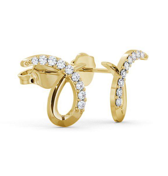 Cluster Round Diamond 0.34ct Ribbon Design Earrings 9K Yellow Gold ERG9_YG_THUMB1 