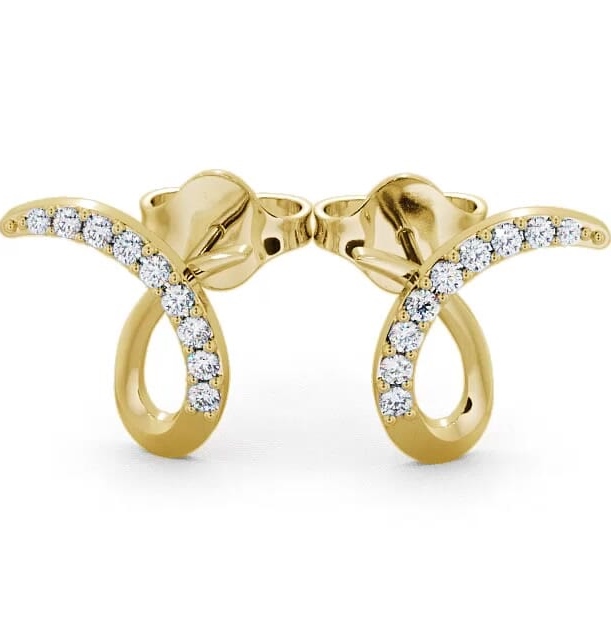 Cluster Round Diamond 0.34ct Ribbon Design Earrings 9K Yellow Gold ERG9_YG_THUMB1