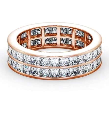 Full Eternity Princess Diamond Double Channel Ring 18K Rose Gold FE10_RG_THUMB1