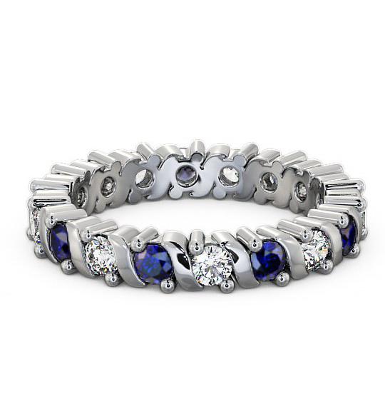Full Eternity Blue Sapphire and Diamond 1.35ct Ring 18K White Gold FE16GEM_WG_BS_THUMB1