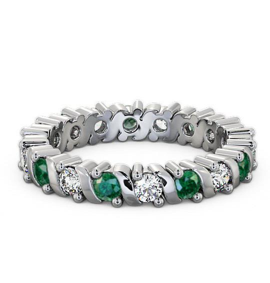 Full Eternity Emerald and Diamond 1.17ct Ring 18K White Gold FE16GEM_WG_EM_THUMB1