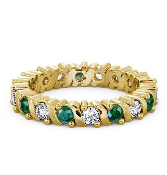 Full Eternity Emerald and Diamond 1.17ct Ring 9K Yellow Gold FE16GEM_YG_EM_THUMB2 