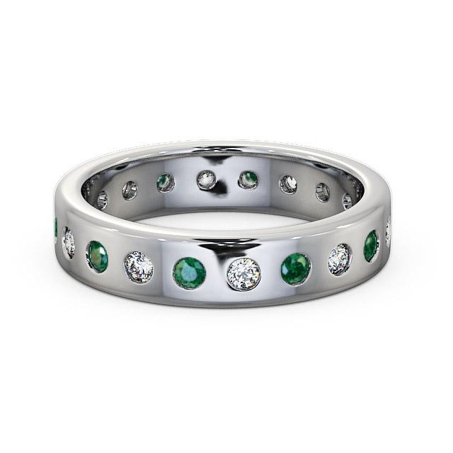 Emerald and Diamond 0.60ct Wedding Ring 18K White Gold - Zaira FE18GEM_WG_EM_HAND