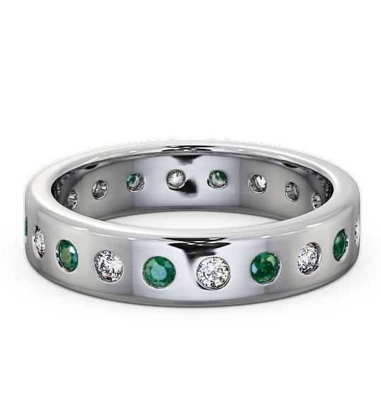 Emerald and Diamond 0.60ct Wedding Ring 18K White Gold FE18GEM_WG_EM_THUMB1