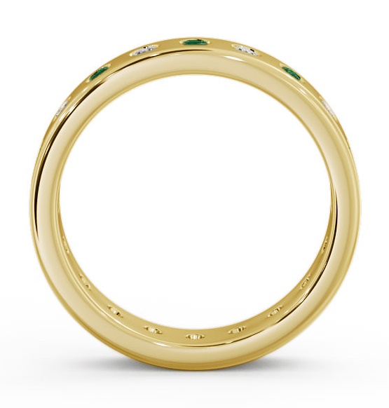 Emerald and Diamond 0.60ct Wedding Ring 9K Yellow Gold FE18GEM_YG_EM_THUMB1 