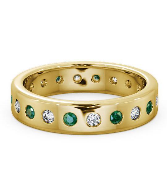 Emerald and Diamond 0.60ct Wedding Ring 9K Yellow Gold FE18GEM_YG_EM_THUMB1