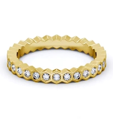 Full Eternity Round Diamond Bezel Hexagon Ring 9K Yellow Gold FE24_YG_THUMB1
