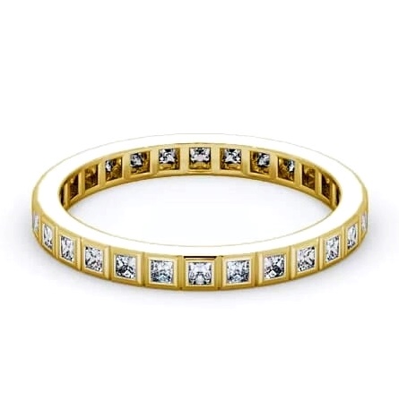 Full Eternity Princess Diamond Unique Bezel Style Ring 18K Yellow Gold FE2_YG_THUMB1