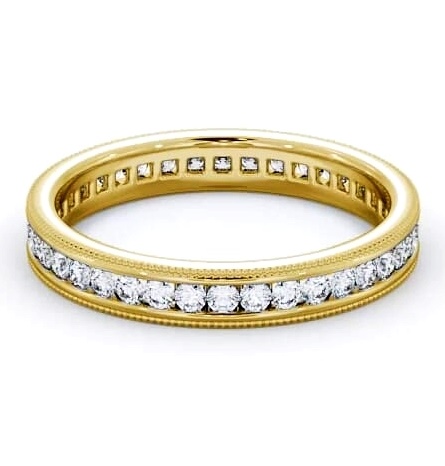 Full Eternity Round Diamond Vintage Style Ring 9K Yellow Gold FE39_YG_THUMB1