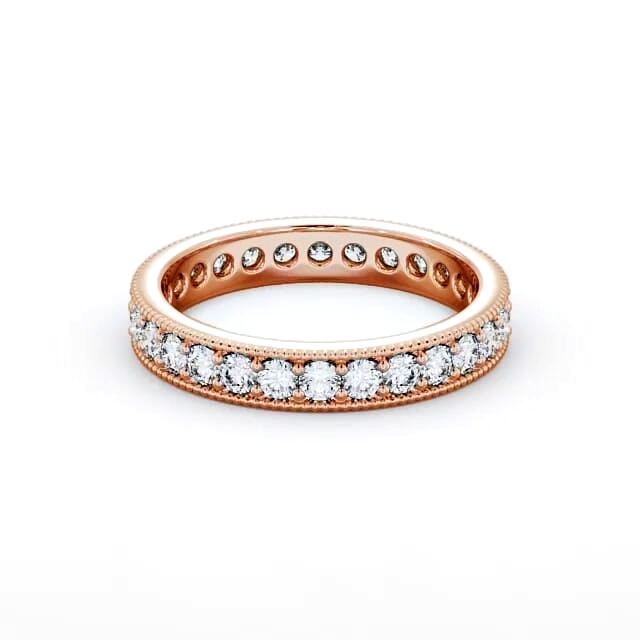 Full Eternity Round Diamond Ring 18K Rose Gold - Draya FE54_RG_HAND