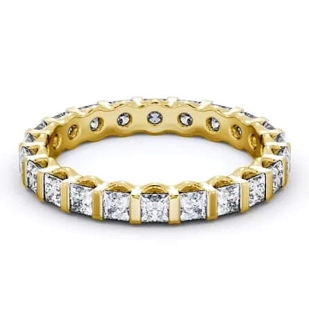 Full Eternity Princess Diamond Tension Set Ring 9K Yellow Gold FE58_YG_THUMB1