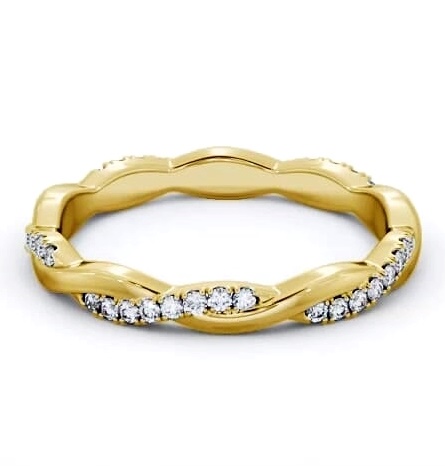 Ladies Round Diamond 0.20ct Crossover Wedding Ring 9K Yellow Gold FE69_YG_THUMB1