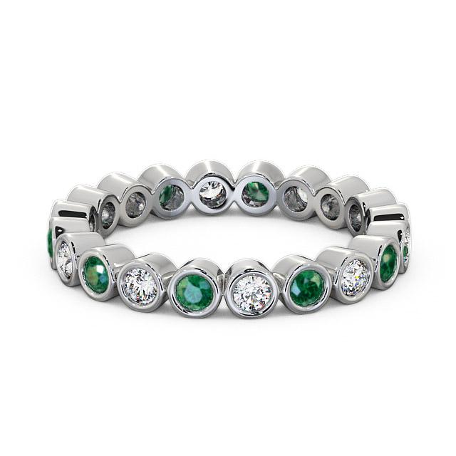 Full Eternity Emerald and Diamond 0.60ct Ring 18K White Gold - Kaori FE6GEM_WG_EM_HAND