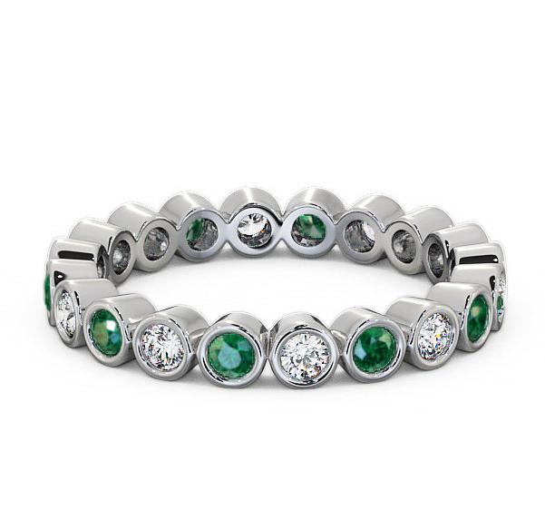 Full Eternity Emerald and Diamond 0.60ct Ring 18K White Gold FE6GEM_WG_EM_THUMB2 
