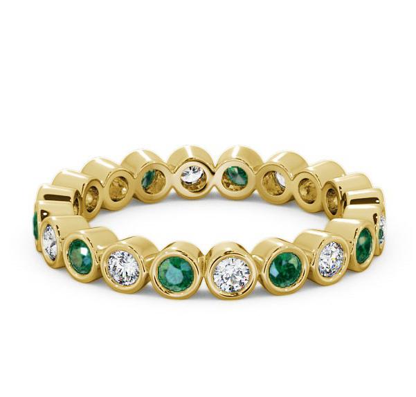 Full Eternity Emerald and Diamond 0.60ct Ring 9K Yellow Gold FE6GEM_YG_EM_THUMB1