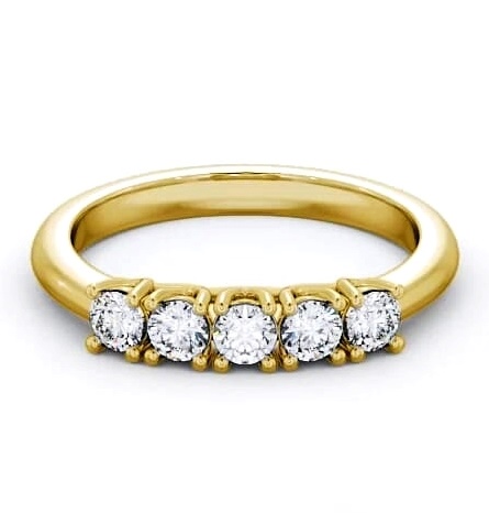 Five Stone Round Diamond Sweeping Prongs Ring 18K Yellow Gold FV10_YG_THUMB1