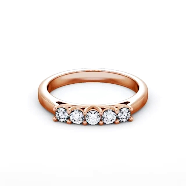 Five Stone Round Diamond Ring 9K Rose Gold - Raegan FV11_RG_HAND