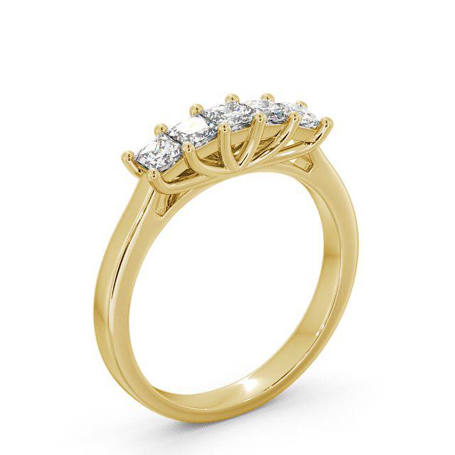 Five Stone Princess Diamond Ring 18K Yellow Gold - Marietta FV13_YG_HAND