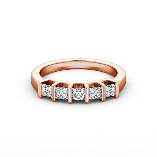 Five Stone Princess Diamond Ring 18K Rose Gold - Habiba FV14_RG_HAND