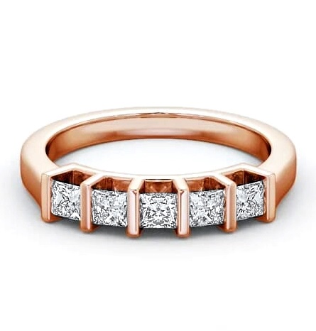 Five Stone Princess Diamond Tension Set Ring 18K Rose Gold FV14_RG_THUMB1
