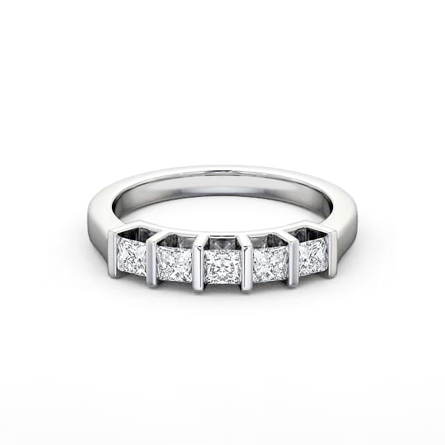 Five Stone Princess Diamond Ring Platinum - Habiba FV14_WG_HAND