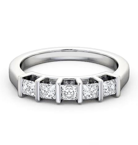 Five Stone Princess Diamond Tension Set Ring 9K White Gold FV14_WG_THUMB2 