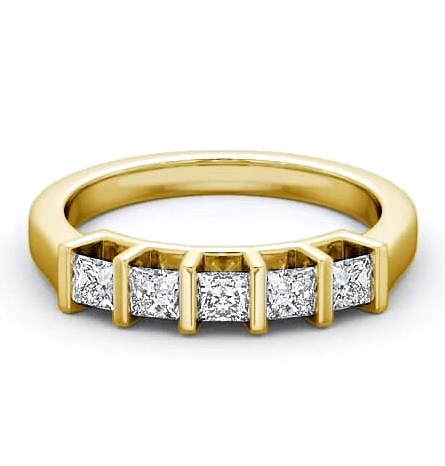 Five Stone Princess Diamond Tension Set Ring 18K Yellow Gold FV14_YG_THUMB2 