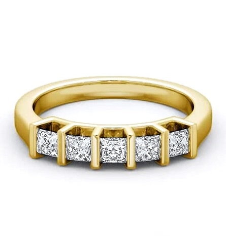 Five Stone Princess Diamond Tension Set Ring 18K Yellow Gold FV14_YG_THUMB2 