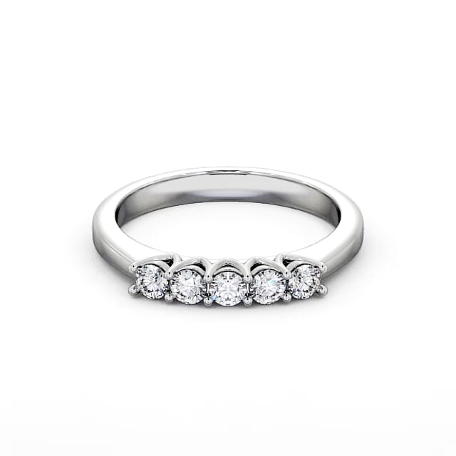Five Stone Round Diamond Ring 9K White Gold - Evaline FV15_WG_HAND
