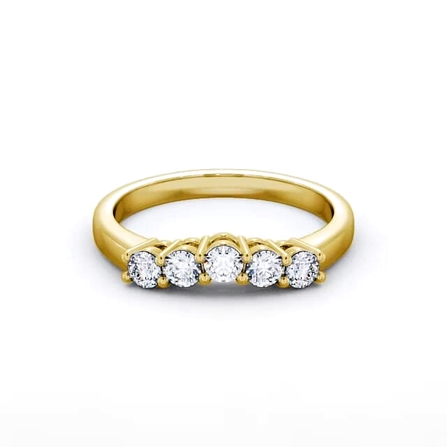 Five Stone Round Diamond Ring 18K Yellow Gold - Amila FV16_YG_HAND