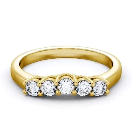 Five Stone Round Diamond Curved Setting Ring 9K Yellow Gold FV16_YG_THUMB1