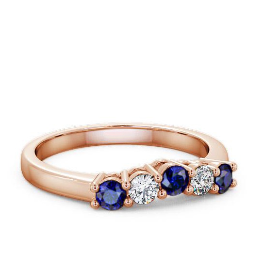Five Stone Blue Sapphire and Diamond 0.65ct Ring 18K Rose Gold FV16GEM_RG_BS_THUMB2 