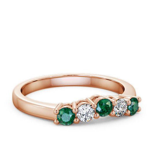 Five Stone Emerald and Diamond 0.50ct Ring 18K Rose Gold FV16GEM_RG_EM_THUMB1