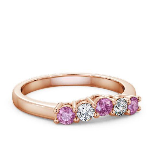 Five Stone Pink Sapphire and Diamond 0.59ct Ring 9K Rose Gold FV16GEM_RG_PS_THUMB1