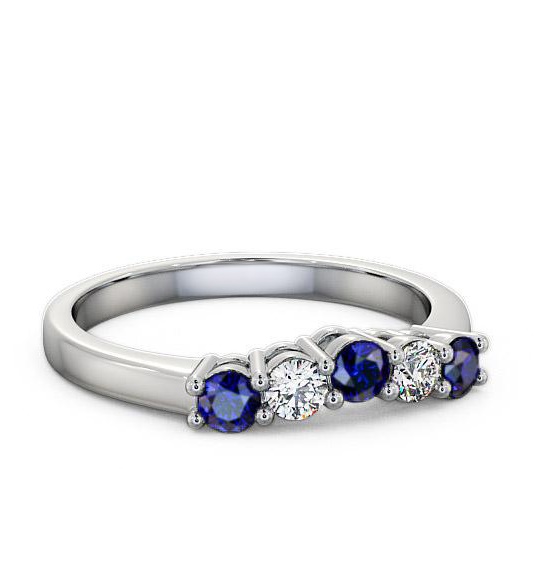 Five Stone Blue Sapphire and Diamond 0.59ct Ring 18K White Gold FV16GEM_WG_BS_THUMB2 