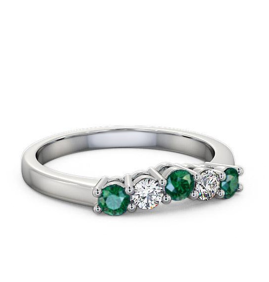 Five Stone Emerald and Diamond 0.50ct Ring Platinum FV16GEM_WG_EM_THUMB1