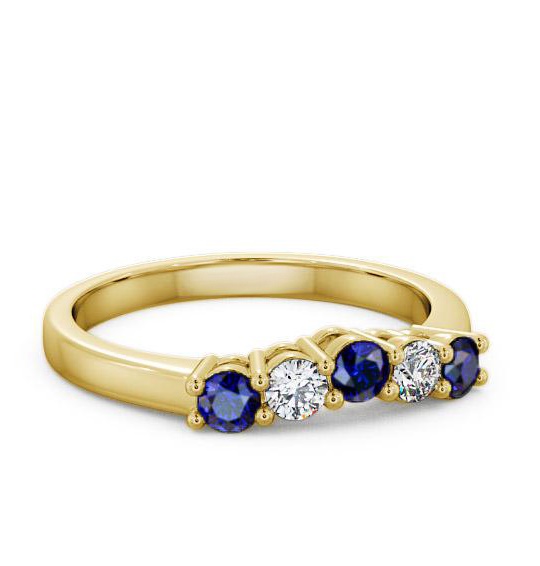 Five Stone Blue Sapphire and Diamond 0.59ct Ring 9K Yellow Gold FV16GEM_YG_BS_THUMB1