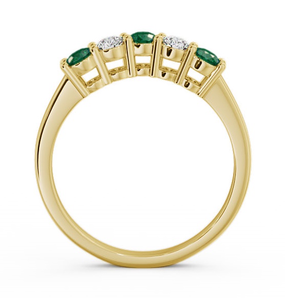 Five Stone Emerald and Diamond 0.50ct Ring 18K Yellow Gold FV16GEM_YG_EM_THUMB1 