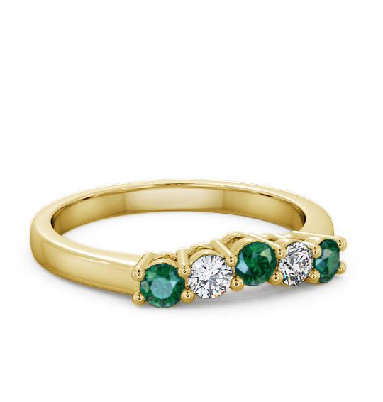 Five Stone Emerald and Diamond 0.50ct Ring 18K Yellow Gold FV16GEM_YG_EM_THUMB1