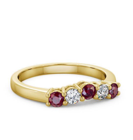 Five Stone Ruby and Diamond 0.59ct Ring 18K Yellow Gold FV16GEM_YG_RU_THUMB1